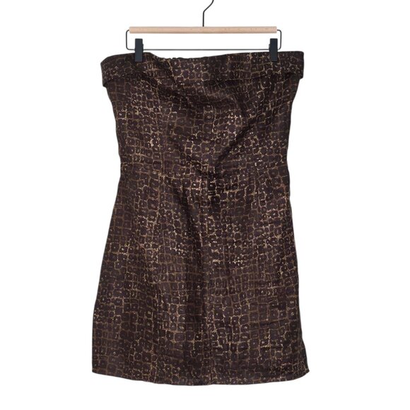 Reformation Madilyn Vesuvio Brown Strapless Linen Mini Dress Size 10 - Picture 2 of 9